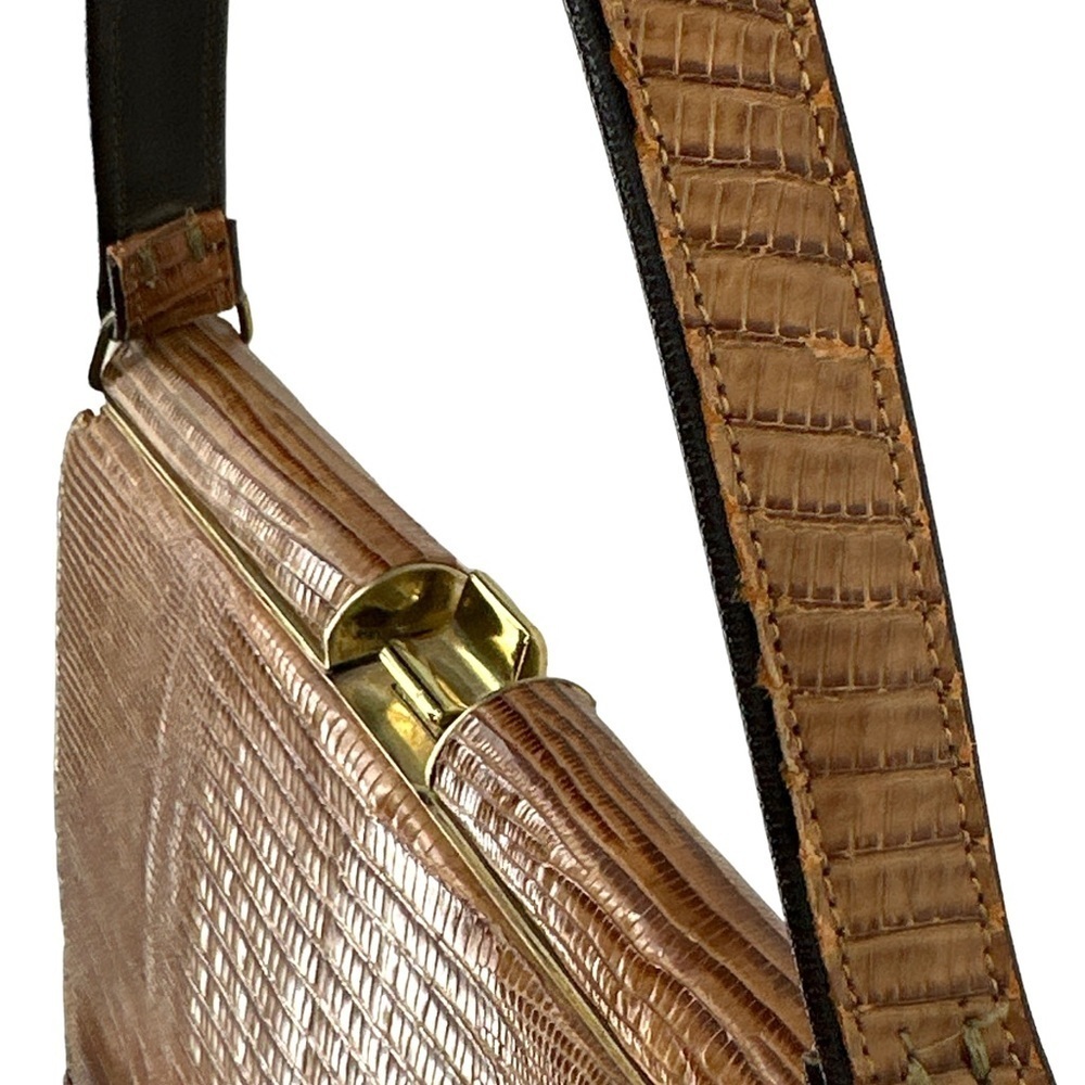 Vintage 1950s 1960s Reptile Skin Top Handle Structured Frame Purse Mad Men Era - Picture 7 of 14